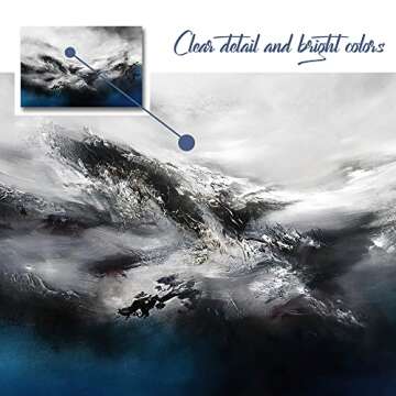 Large Abstract Canvas Wall Art Modern Graffiti Art Paintings Blue and Grey Paint a Storm Scene on White Background Framed Artwork Pictures for Living Room Bedroom Wall Decor 36x24in