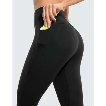 CRZ YOGA Womens Butterluxe Workout Leggings 25 Inches - High Waisted Gym Yoga Pants with Pockets Buttery Soft Black Large
