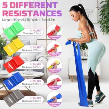 Resistance Bands, 5 Pcs Exercise Bands Elastic Stretch Bands for Fitness Yoga Pilates Stretching Str...