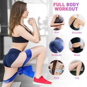 Resistance Bands, 5 Pcs Exercise Bands Elastic Stretch Bands for Fitness Yoga Pilates Stretching Strength Training, Workout Bands for Home Gym