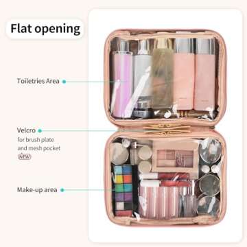 OCHEAL Makeup Bag, Makeup Travel Bag Large Capacity Waterproof Cosmetic Organizer Bag with Makeup Br...