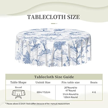 Elegant Blue and White Round Tablecloth for Gatherings