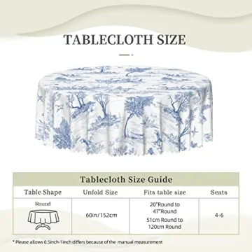 Elegant Blue and White Round Tablecloth for Gatherings