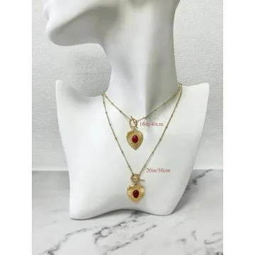UniLogue Vintage Heart Necklace | Unique Red Agate Jewelry