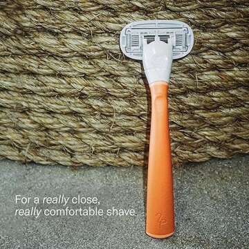 Flamingo Razors for Women, 1 Women's Razor Handle (Papaya), 4 Razor Five-Blade Refills, and 1 Shower Holder