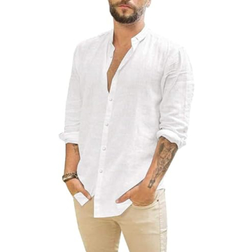 Breathable Men's Linen Shirt - Summer Casual Long Sleeve Comfort