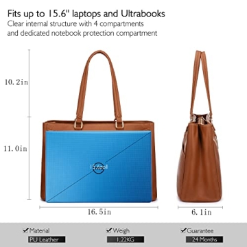 Waterproof Laptop Tote Bag for Women - 15.6 Inch