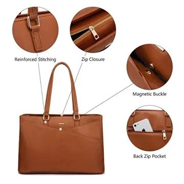 Waterproof Laptop Tote Bag for Women - 15.6 Inch