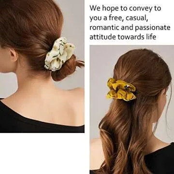 Velscrun 20 Pcs Floral Plaid Solid Color Scrunchies for Girls & Women - Stylish Hair Accessories & G...