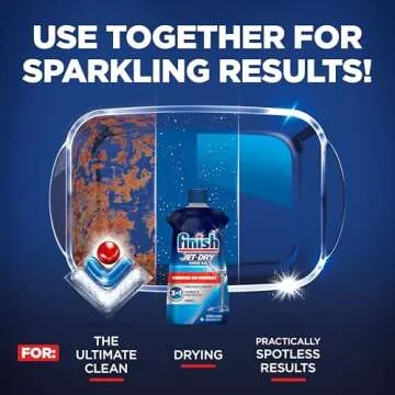 Finish Jet-Dry Dishwasher Rinse Aid, Compatible with Dishwasher Detergent, Prevents Spots & Residues, Dries, Shine & Protects, 23 oz, 225 Washes.