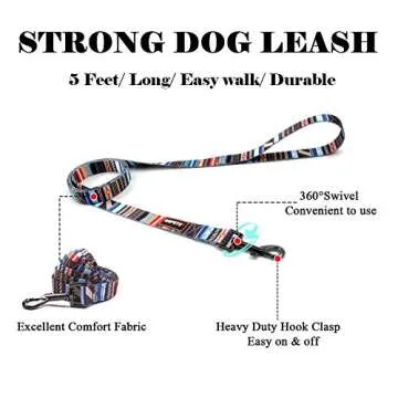 QQPETS Dog Harness Leash Set Adjustable Heavy Duty No Pull Halter Harnesses for Small Medium Large Breed Dogs Back Clip Anti-Twist Perfect for Walking (S(14"-20" Chest Girth), Splicing)