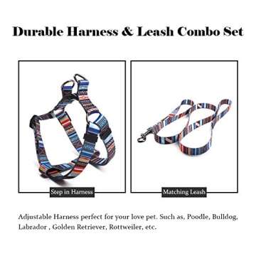 QQPETS Dog Harness Leash Set Adjustable Heavy Duty No Pull Halter Harnesses for Small Medium Large Breed Dogs Back Clip Anti-Twist Perfect for Walking (S(14"-20" Chest Girth), Splicing)
