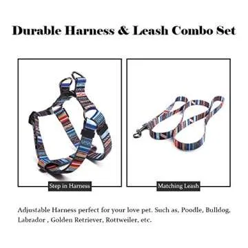 QQPETS Dog Harness Leash Set Adjustable Heavy Duty No Pull Halter Harnesses for Small Medium Large Breed Dogs Back Clip Anti-Twist Perfect for Walking (S(14"-20" Chest Girth), Splicing)