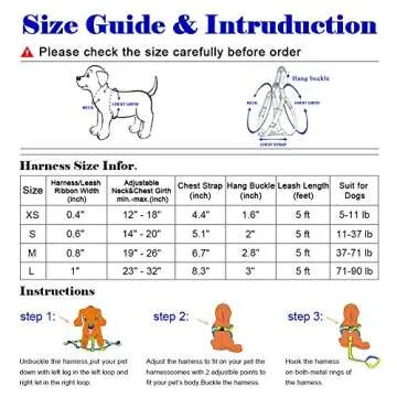 QQPETS Dog Harness Leash Set Adjustable Heavy Duty No Pull Halter Harnesses for Small Medium Large Breed Dogs Back Clip Anti-Twist Perfect for Walking (S(14"-20" Chest Girth), Splicing)