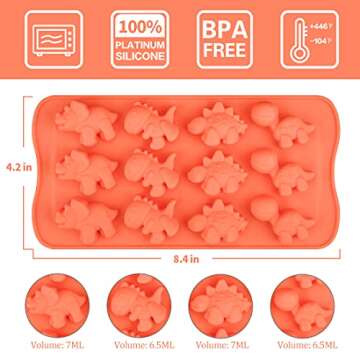 2 Sized Dinosaur Candy Molds - Regular and Mini Set of 5 for Fun Treats