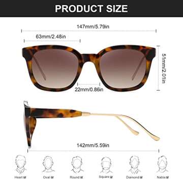 CHAOSELF Polarized Sunglasses for Women Men Classic Square Sunglasses Retro Trendy Shades Sun Glasses UV400 Protection Lens