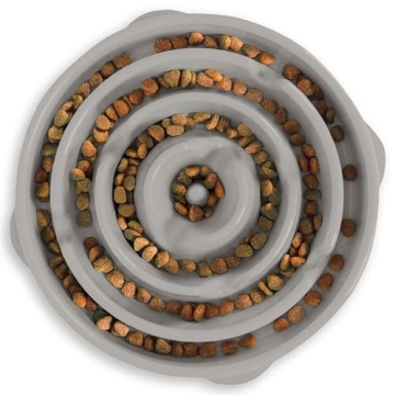 Outward Hound Fun Feeder Slo Bowl, Large Slow Feeder Dog Bowl, 4 Cups, Gray