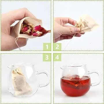 100 Disposable Tea Bags Made of Natural Wood Pulp Paper