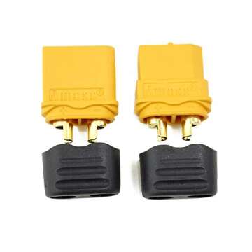 Amass 10 Pair XT60H Bullet Connector Plug Upgrated of XT60 Sheath Female & Male Gold Plated for RC Parts