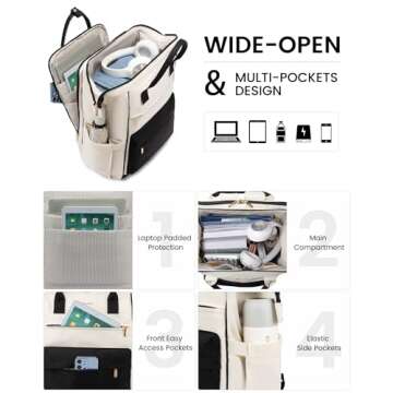 LOVEVOOK Laptop Backpack for Women, 17 Inch Work Teacher Nurse Bag with Laptop Compartment, Large Ca...