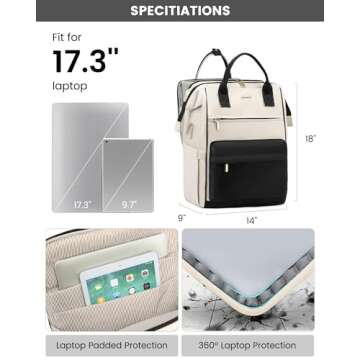 LOVEVOOK 17 Inch Laptop Backpack for Women - Stylish & Functional