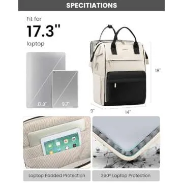 LOVEVOOK 17 Inch Laptop Backpack for Women - Stylish & Functional