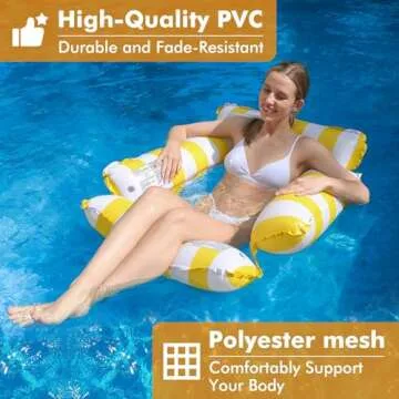 Inflatable Pool Float Chair Lounge for Adults and Kids Floating,Stripe Pattern Float Hammock for Poo...