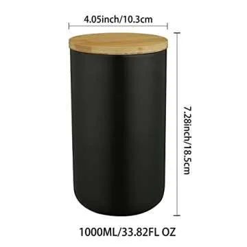 YYW Ceramics Food Storage Jar Canister with Seal Bamboo Lid, Simple Style Kitchen Canister for Food ...