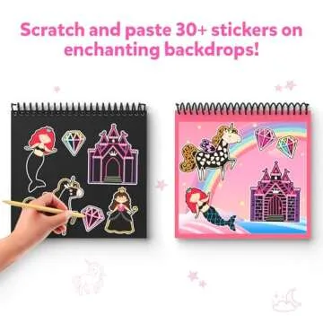 Skillmatics Magical Scratch Art Book for Kids - Unicorns & Princesses, Craft Kits & Supplies, DIY Activity & Stickers, Valentine's Day Gifts for Toddlers, Girls & Boys Ages 3, 4, 5, 6, 7, 8