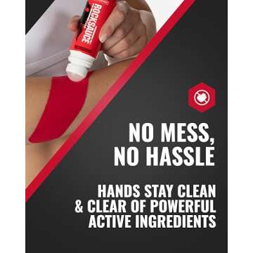 RockSauce Fire, 3 oz Roll-On - Easy to use Pain Relief Cream - Capsaicin & Menthol Formula Relieves Muscle & Joint Pain - Works w/ RockTape - No-Mess Applicator - Dye-Free, Won't Stain Clothes