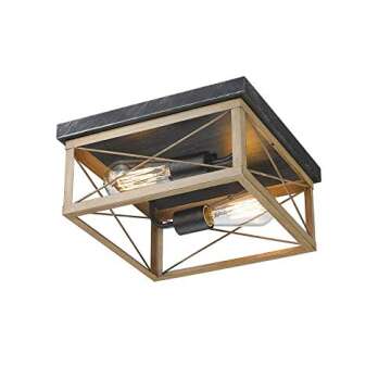 Odeums Antique Flush Mount Lights, Farmhouse Flush Mount Ceiling Light Fixture, 2-Light Close to Ceiling Flush Mount Lighting Fixture in Wood Painted Finish