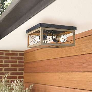 Odeums Antique Flush Mount Lights, Farmhouse Flush Mount Ceiling Light Fixture, 2-Light Close to Ceiling Flush Mount Lighting Fixture in Wood Painted Finish