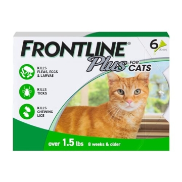 Frontline Plus Flea and Tick Treatment for Cats Over 1.5 lbs., 6 Treatments