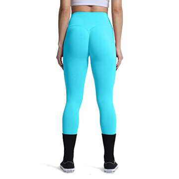 Aoxjox Women's Scrunch Butt Lifting Seamless Leggings Booty High Waisted Workout Yoga Pants (Blue Elixir (Thin Scrunch), Small)