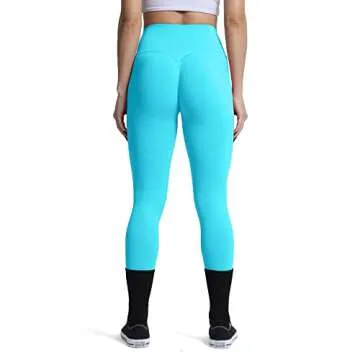 Aoxjox Women's Scrunch Butt Lifting Seamless Leggings Booty High Waisted Workout Yoga Pants (Blue Elixir (Thin Scrunch), Small)