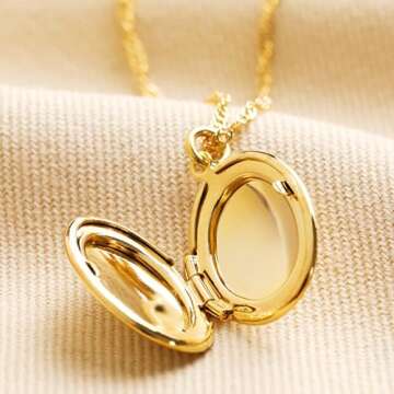 Modern Moments Gold Locket Necklace For Women - Oval Locket Pendant Necklace With Picture Inside - 1...