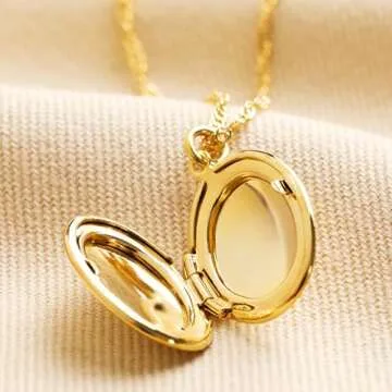 Modern Moments Gold Locket Necklace For Women - Oval Locket Pendant Necklace With Picture Inside - 1...