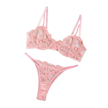 Lilosy Sexy Underwire Mesh Sheer Lingerie Set for Women