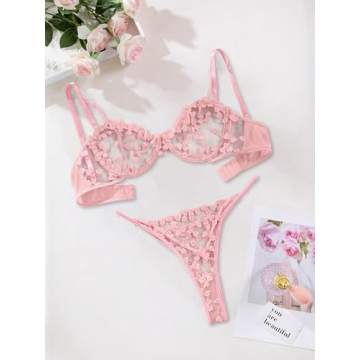 Lilosy Sexy Underwire Mesh Sheer Lingerie Set for Women