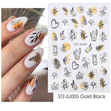 Gold & Black Luxury Nail Art Stickers for DIY Designs