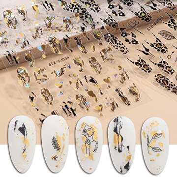 Gold & Black Luxury Nail Art Stickers for DIY Designs