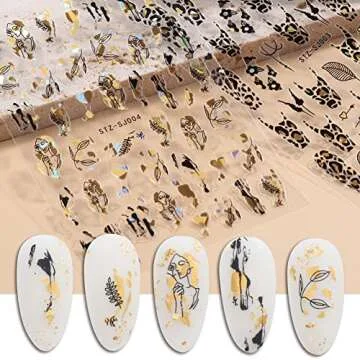 Gold & Black Luxury Nail Art Stickers for DIY Designs