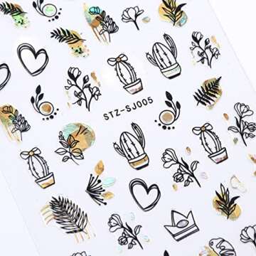 Gold & Black Luxury Nail Art Stickers for DIY Designs