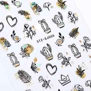 Gold & Black Luxury Nail Art Stickers for DIY Designs
