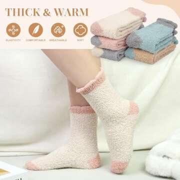 iCamter 5 Pairs Womens Fluffy Fuzzy Socks Cute Warm Winter Slipper Cozy Socks for Women