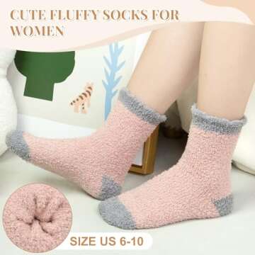 iCamter 5 Pairs Womens Fluffy Fuzzy Socks Cute Warm Winter Slipper Cozy Socks for Women