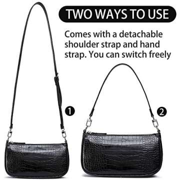 lapsting Women's Shoulder Bag Mini Purse for Women Y2k 90s Crossbody Clutch Small Purses Bags Black