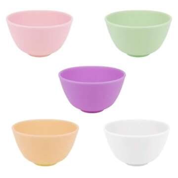 BILLIOTEAM 10 PCS Multi Colorful Silicone Mixing Bowl Set - Reusable Prep and Serve Bowls for Skinca...