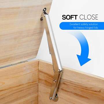 Douper 200N Gas Struts Heavy Duty Soft Close Lid Support Hinges Automatic Slow Lowering Safety Pneum...