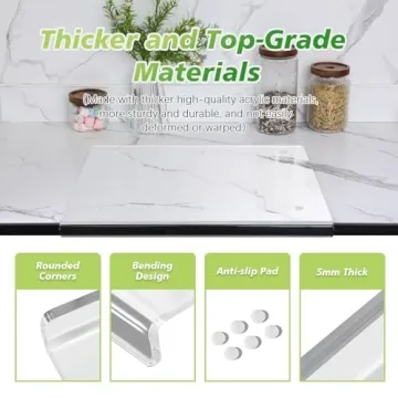 LPZXH Large Acrylic Cutting Board with Non-Slip Lip